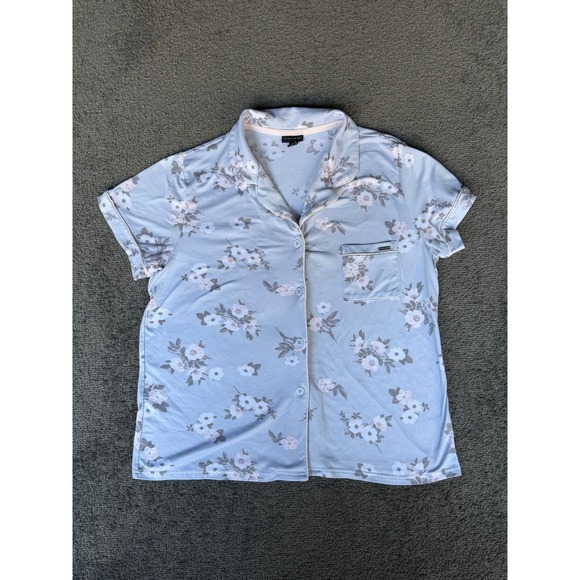 Tahari Other - Tahari Womens Floral Pajama Top Blue Short Sleeve Button Up WA3577-023-TSA Large